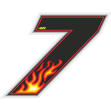 Numeri Adesivi Flames - Numeri: 7 - Dimensione: 100 X 130 MM