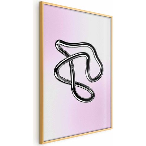 Poster – Silberne Feinheiten – eine fließende, metallische Figur auf einem Farbverlaufshintergrund (1/4)