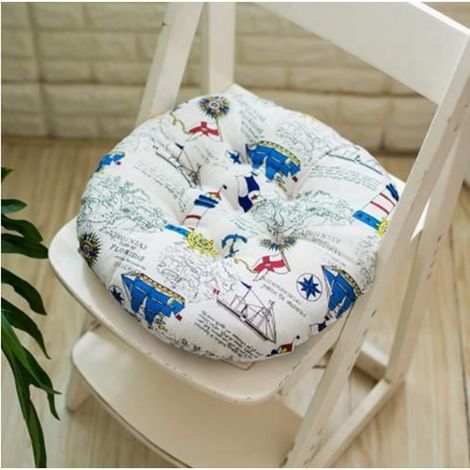2 pcs Coussins de chaise de salle à manger bureau - Coussin d'assise moelleux - Coussin rond épais - Pagode nautique (1/4)