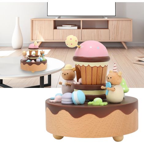 Bären- und Desserthaus-Spieluhr – Valentinstagsgeschenk – Wohnaccessoires – Holzhandwerk (1/5)