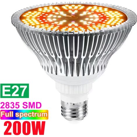 Lampes de croissance pour plantes Ampoule LED de croissance pour plantes (E27 200W - 100-240V) - Spectre complet - Lampe horticole Fitolamp pour serres et cultures hydroponiques