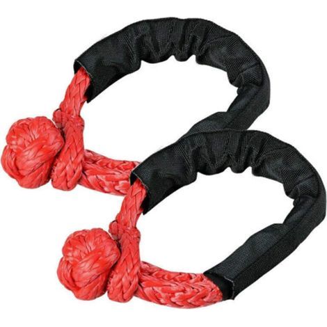 2 pièces cordes de remorquage à manille souple pour camion ATV Marine, sangles de récupération extérieures monobloc, rouge (1/5)