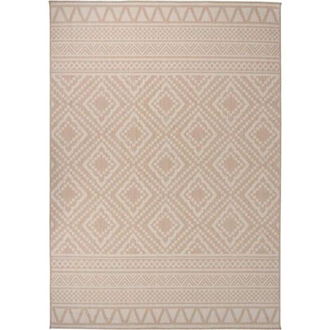 vidaXL Alfombra de exterior de tejido plano rayas marrones 140x200 cm (1/5)