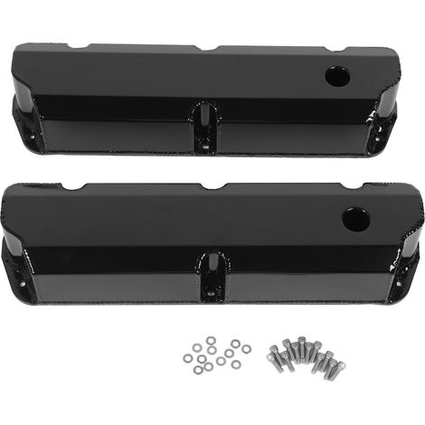 Couvercle de soupape haut DM 4413 BK, boulons courts en aluminium avec trou de reniflard pour petit bloc 289 302 351W moteur V8 1962 – 1985 noir (1/5)