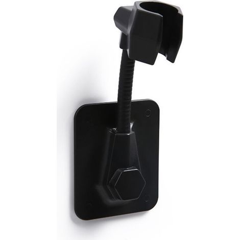 Support Douche Universel, Support Pommeau de Douche Mural, Support de Douche, ABS Réglable, Sans Perçage, Auto Adhésif, Étanche Tournant, pour Baignoire de Salle de Bain (Noir) (1/4)