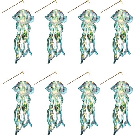 Lanterne suspendue en forme de méduse, veilleuse d'ambiance décorative suspendue, bleue, 50x24CM, 8 pièces (1/5)