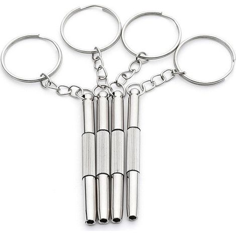 Ensemble de 4 mini tournevis pour lunettes, kit de réparation 3 en 1, acier inoxydable, tournevis porte-clés, précision, petit tournevis pour lunettes de soleil, bijoux et montres (1/5)