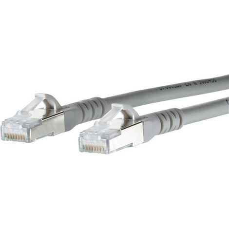 Metz Connect 1308455033-E RJ45 Câble réseau, câble patch CAT 6a S/FTP 5.00 m gris avec cliquet d'enc