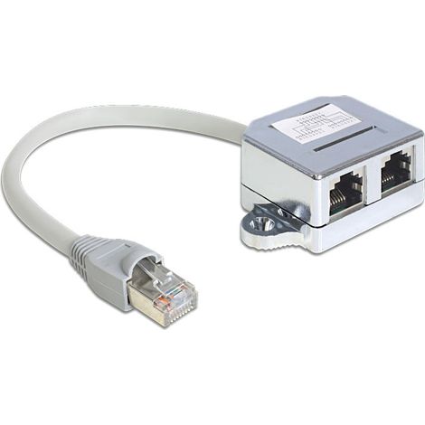 Delock rj45 port doubler 1 rj45 plug  2 rj45 jacks (1x ethernet, 1x isdn)