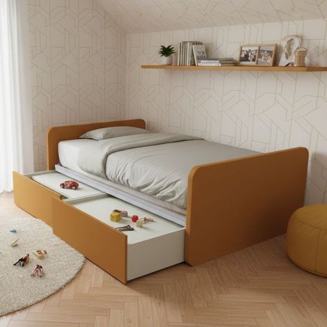 Letto 1 piazza e mezza con cassettoni, personalizzabile e facile montaggio - Zolfo