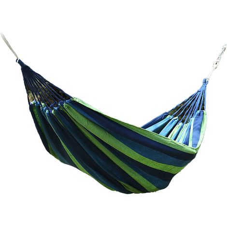 Hamac de jardin en polyester et coton, hamac simple et double, pèse jusqu'à 440,9 lb, hamac portable anti-basculement, bleu sarcelle (1/5)