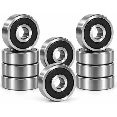 Lot de 10 roulements de brouette 6200 - 10 x 30 x 9 mm - Double protection - Roulement à billes rainuré 6200-2RS - Pour bricolage, tours, moteurs, imprimantes 3D, fraiseuses, divers appareils (1/5)
