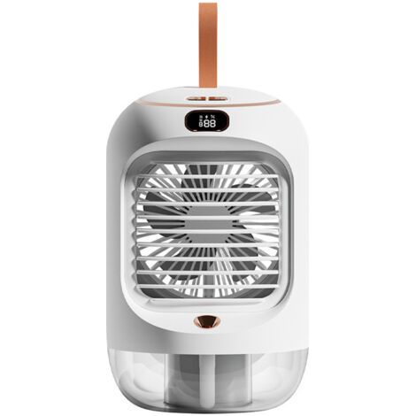 Climatiseur Portable, 4 en 1 Mini Refroidisseur d'Air avce 3 Vitesses,Veilleuse, Oscillant à 180°, Humidificateur Rechargeable pour Chambre, Bureau,Camping, Barbecue (1/5)