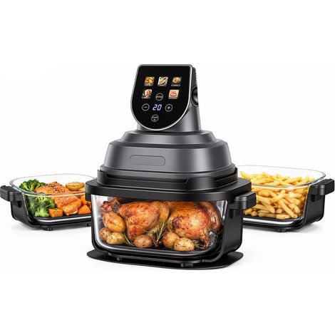 FIANAO – Friteuse à air chaud en verre 1500 W – bols 3,8 L et 1,4 L, sans huile, tactile – 33,5 × 26,5 × 30 cm (1/5)