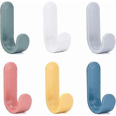 Grucce e portasciugamani autoadesivi, 6 ganci adesivi colorati in ABS per porte, 6 ganci da cucina da 3,2 cm, utilizzabili per appendere chiavi, tazze, spazzole, ecc. (1/5)