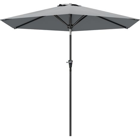 Parasol de jardin inclinable 2,3 x 2 m avec ouverture à manivelle et 6 baleines, gris (1/5)