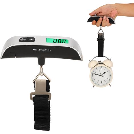 Balance de poche 50 kg, balance à ressort portable, petite balance électronique en grammes, pèse-bagages avec batterie intégrée (livrée avec batterie intégrée) (1/5)