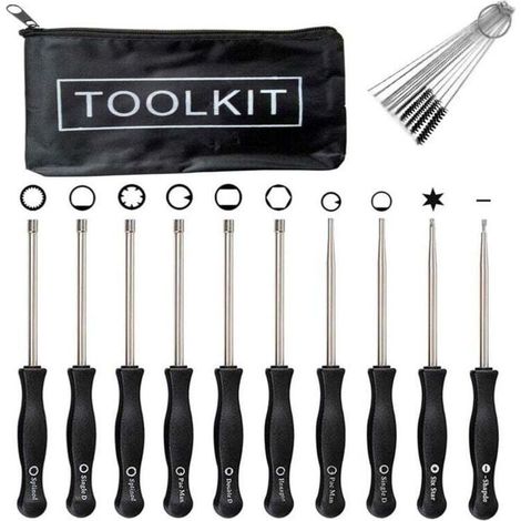 10 Kit d'outils de réglage, tournevis moteur 2 temps, poignée ergonomique, tige métal, débroussailleuse tronçonneuse (1/4)