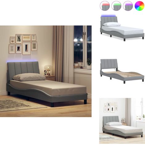 Bettgestell ohne Matratze Hellgrau 90x200 cm Stoff - Bettgestell - Bettgestelle - Bettrahmen - Bett (1/5)