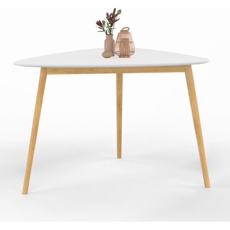 Esstisch GAIA 4 Personen weiße Tischplatte Holzbeine 110 cm (1/5)