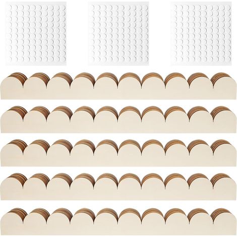 50 Pièces Moulures Décoratives en Bois Brut pour Meuble 40x4cm Garniture Décorative à Bords Festonnés,Moulure en Bois Non Peinte avec Points de Colle pour Murale (1/5)