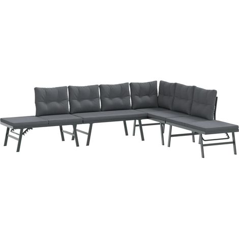 Maison Exclusive - Gartenbänke 4 Stk. mit Kissen Schwarz Pulverbe