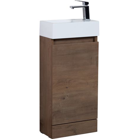 Badezimmer Badmöbel Peru 40 cm – Braun Eiche – Badezimmermöbel m
