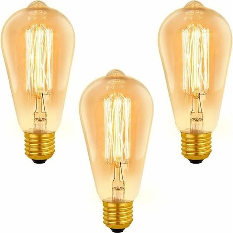 Ampoule vintage E27 dimmable - MICH - ST64 - 40W - Blanc chaud 2200K - 400lm - AC 220V - Lot de 3 - Ø64x140mm (1/4)
