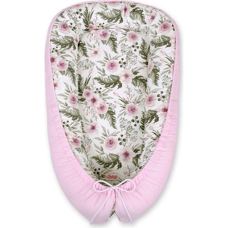 Babykokon, doppelseitig, Laufstall, Wickeltuch, Premium MY SWEET BABY - rosa Pfingstrosen/pink (1/4)