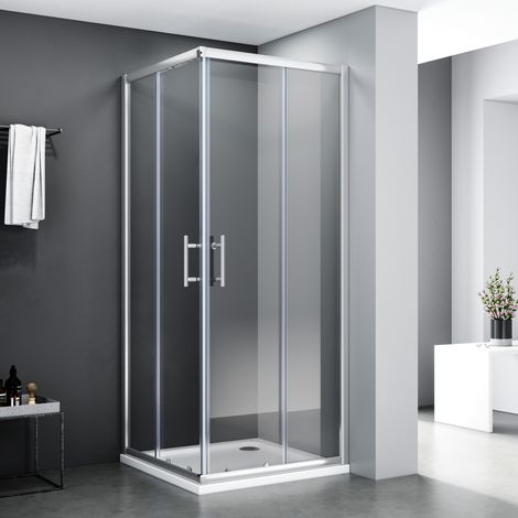 SONNI Duschkabine Schiebetür Glas Duschabtrennung Eckeinstieg Dusche 80x80 H:195cm Schnellfreigabefunktion (1/5)