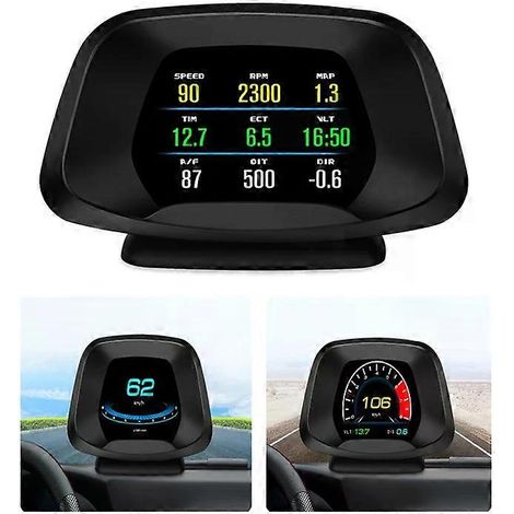 Dispositif HUD, compteur numérique intelligent multifonctionnel, compteur de vitesse universel pour voiture, écran LCD, scanner OBD GPS, outil de diagnostic, alarme de vitesse ( ) (1/5)