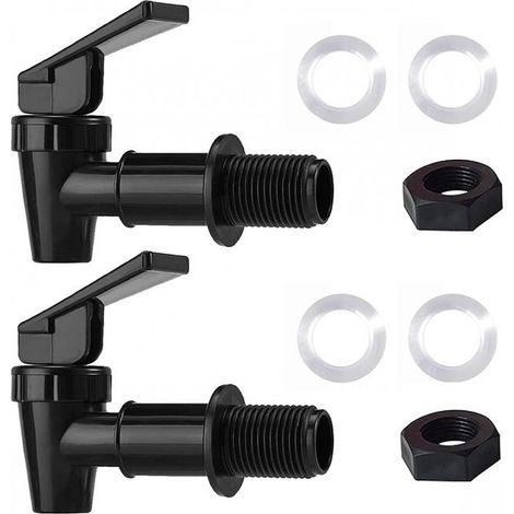 (2 noirs) Robinet d'eau en plastique sans BPA, seau à eau domestique de rechange, systèmes de filtration pour refroidisseur d'eau, carafe d'eau (1/5)
