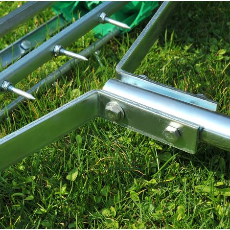 Rasenlüfter Grifflänge einstellbar Handvertikutierer Rasenbelüften Stachelwalze Rasen rollender Rasenlüfter pflegen Garten verzinktes Rohr Grün+Silber 139 x 43,5 x 15 cm (1/5)