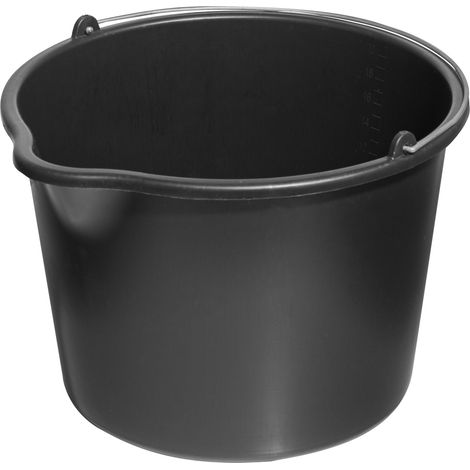 Seau de chantier avec entonnoir 12L noir avec poignée, fond renforcé Vorstahl (1/3)