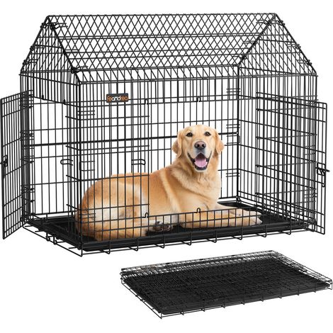 Feandrea – Cage pour chien pliable 120 x 72,5 x 109 cm – Métal robuste – XXL pour grands chiens – Double porte – Nettoyage facile