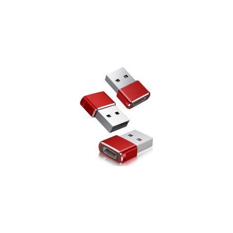 Rouge - Adaptateur USB C fem vers USB A mâle 3 Pack,Converter C Charger Cable pour Apple Watch 7 SE,iPhone 11 12 13 Pro Max Mini,8,AirPods,iPad 10 Air 5,14,Samsung Galaxy S23 S22 S21.