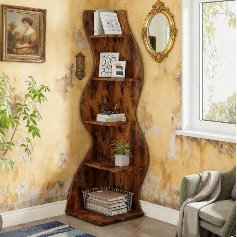 Mobile angolare a 5 ripiani in legno 60x35x180 cm OKMYHOME (1/5)