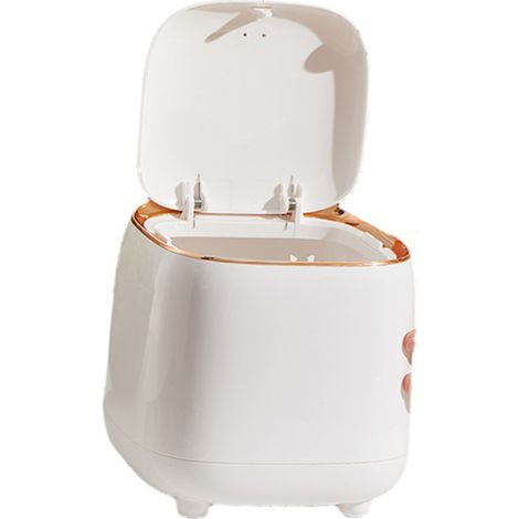 Poubelle de bureau à poussoir avec couvercle, corbeille à déchets double couche grande ouverture pour salon blanc (1/5)