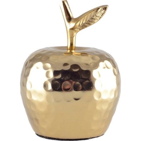 Pomme Décorative en Aluminium Doré Objet de Décoration Design pour Salon 9 x 9 x 12 cm - PANGIVO (1/3)