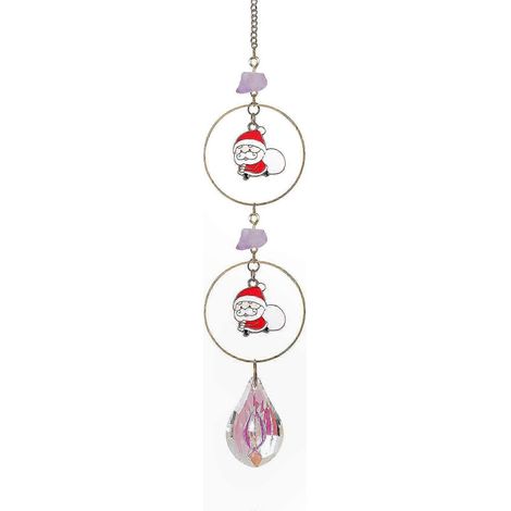 Suspension de Noël en cristal, cadeau Père Noël, ornement pour sapin de fête, déco porte d'entrée pour maison, pendentif lumineux de saison (1/4)