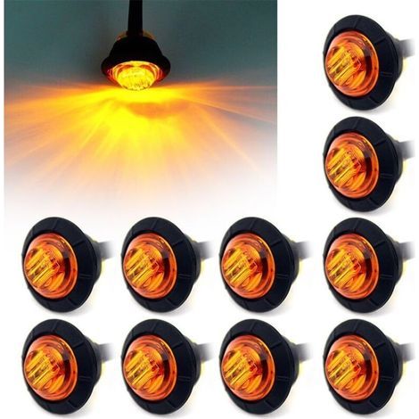 LED redondo impermeable de 3/4" para luces delanteras, traseras, laterales y de posición para automóviles o camiones, 12 V, 10 unidades (1/5)