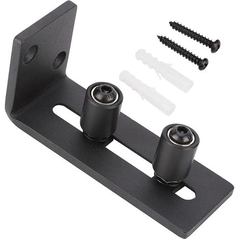 Guide de sol pour porte de grange coulissante acier carbone, noir (1/5)