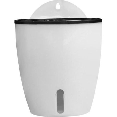1 Pot de fleur mural, réserve d'eau, PP, blanc, 14x18cm, intérieur extérieur