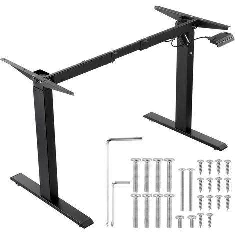 Cadre de Bureau Debout, Hauteur réglable 70-117 cm, Pieds de Bureau d'ordinateur électrique, Longueur 95-158 cm, Base de Poste de Travail Ergonomique pour Maison, Bureau, Cadre Uniquement, Noir (1/5)