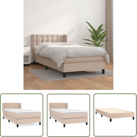 The Living Store Boxspringbett Matratze Cappuccino-Braun 100x200cm Kunstleder - Boxspringbett - Doppelbett - Bettenrahmen - Kunstlederbett - Lattenrost (1/5)