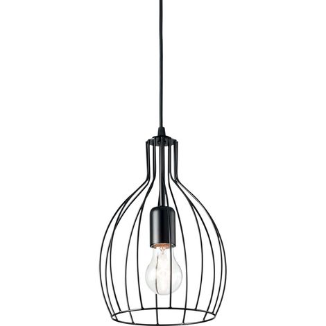 Sospensione Industrial-Minimal Ampolla-2 Metallo Nero 1 Luce E27 (1/2)