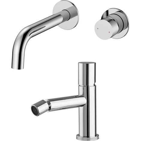 Set miscelatori lavabo a muro e bidet cromo senza leva Gemini (1/5)