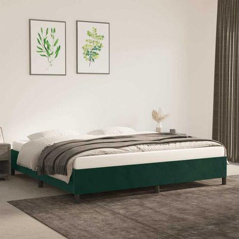 Estructura cama sin colchón terciopelo verde oscuro 200x200 cm (1/5)
