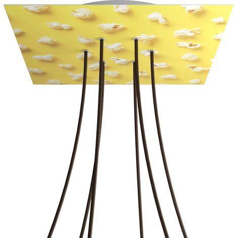 creative cables - Rosone XXL Rose-One quadrato, 400 mm con 6 fori e 4 fori laterali - PROMO - Pop-Corn