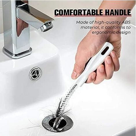 Cepillo de limpieza de fregadero flexible, desatascador de desagües Betterlife, herramienta para desatascar desagües y desbordamientos para baño y cocina (2 piezas) (1/4)